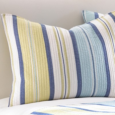 Bayport Twin Blue Cotton Reversible Quilt Set