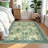 2x6 FT Modern Washable Area Rug, Floral Throw Carpet with Non Slip Backing, Low Pile Stain Resistant Floor Cover for Living Room, Beige - 3 of 4