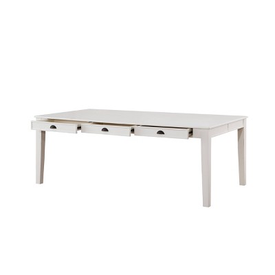 Antique White Transitional Rectangular Dining Table with Storage