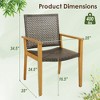 Tangkula Outdoor Rattan Chair Set of 4 Patio PE Wicker Dining Chairs w/ Sturdy Acacia Wood Frame - 3 of 4