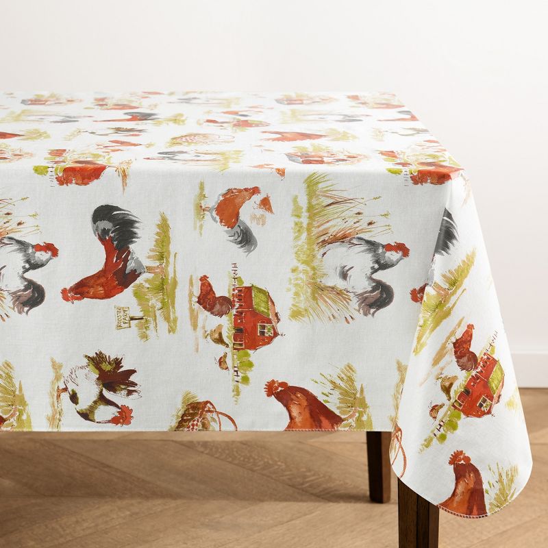 Vintage Rooster Farm Printed Vinyl Indoor/Outdoor Tablecloth - Elrene Home Fashions, 1 of 5