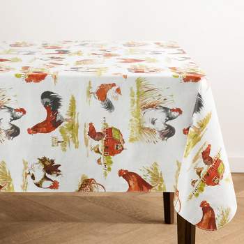 Vintage Rooster Farm Printed Vinyl Indoor/Outdoor Tablecloth - Elrene Home Fashions