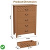 5 Drawer Dresser for Bedroom Brown 5 Chest of Drawers Nightstand w/Elegant V Shape Design Wooden Dresser Organizer - 2 of 4