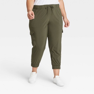 womens olive green cargo jogger pants