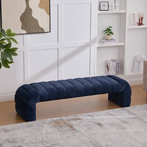 Hrinhom 69.7"W Chenille Bench, Channel Tufted Ottoman, Bed Bench - 1 of 4