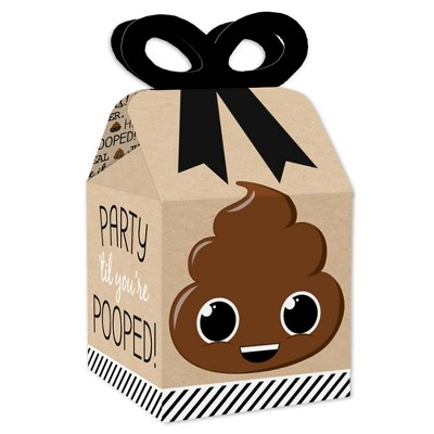 Big Dot of Happiness Party 'Til You're Pooped  - Square Favor Gift Boxes - Poop Emoji Party Bow Boxes - Set of 12