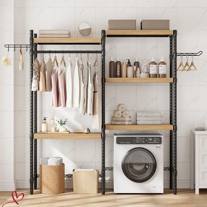28"/30" Double Row Over Washer and Dryer Shelves, Freestanding 5 Tiers Laundry Room Storage and Organizer Standing Shelf - 1 of 4