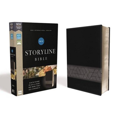 Niv, Storyline Bible, Leathersoft, Black, Comfort Print - by  Zondervan (Leather Bound)