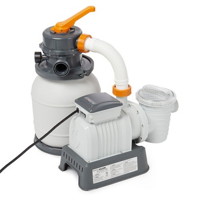 Bestway 58498E Flowclear 1500 Gallon Sand Filter Pool Pump for Above Ground 300 to 11,200 Gallon Swimming Pools with Adapter (Sand is Sold Separately)