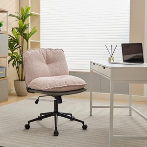 Oversize Seat Cirss Cross Chair, 360° Swivel Home Office Chair with Universal Wheels, Height-Adjustable Computer Chair 4L - ModernLuxe - 1 of 4