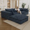 118.2" Blue Cloud Sofa with Ottoman, Corduroy Fabric Deep Seat Couches Double-layer design,Removable Cushion No Assembly - 2 of 4