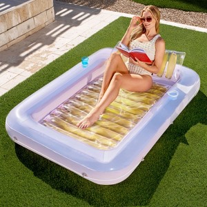 Sloosh Inflatable Tanning Float Bed with Pillow, Suntan Tub Floatie Raft Tanning Pool for Adult - 1 of 4