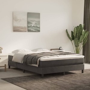 Bed Frame Dark grey Velvet (100% polyester), Plywood, Engineered Wood - 1 of 4