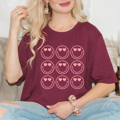 Simply Sage Market Women's Love Smiley Grid Short Sleeve Graphic Tee