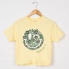 S.W.Smiley Green Floral Butterflies - Women's Boxy Crop Top Graphic T-Shirt - 2 of 4