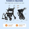 VOCIC Z55 2-in-1 Rollator & Transport Chair with No-Bend Footrest, 10" All-Terrain Wheels. 300lb Capacity. Black - 4 of 4