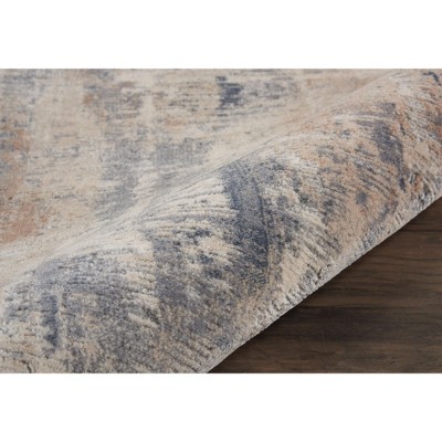 Abstract Urban Loft 26" Handmade Synthetic Runner Rug in Beige/Grey
