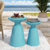 Vynxaria Patio End Tables - Set of 2, Teal Flared Design, Modern Outdoor Side Tables - 4 of 4