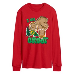 Men's - Marvel - Guardians of the Galaxy Groot Sticker Long Sleeve Graphic T-Shirt - 1 of 3
