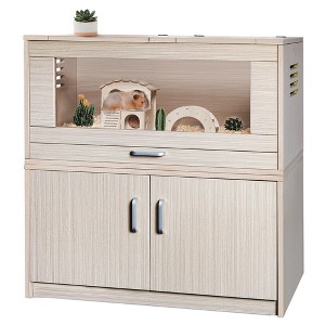 Hamster Habitat Cage, Wooden Hamster Cage With Storage Cabinet & Drawer, Guinea Pig Cage With Openable Top For Small Animal Gerbil Hedgehog Rat - 1 of 4