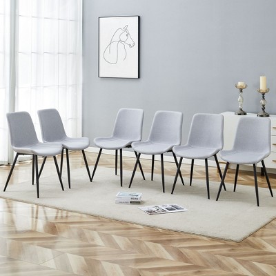 NicBex Linen Dining Chairs Set of 6,Upholstered Armless Kitchen Chairs with Integrated Seat and Backrest for Dining Room,Kitchen