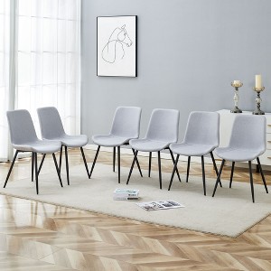 NicBex Linen Dining Chairs Set of 6,Upholstered Armless Kitchen Chairs with Integrated Seat and Backrest for Dining Room,Kitchen - 1 of 4