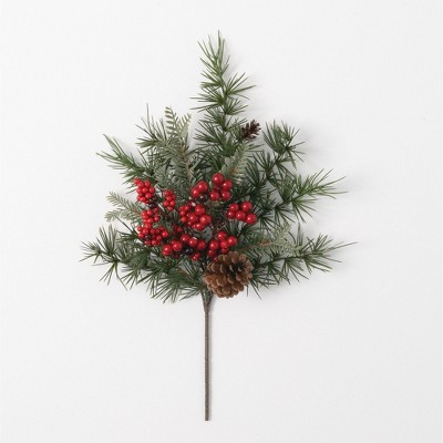 Sullivans Artificial Pine and Berry Spray 17.5"H Green