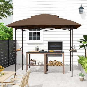 HAPPATIO 8×5 FT Pop Up Grill Gazebo, Outdoor Grill Canopy with Vented Roof & Side Shelves, Easy Set up - 1 of 4