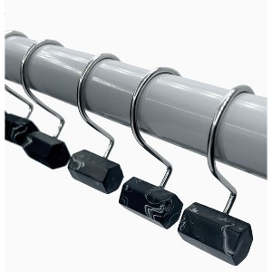 Home Mart Goods 12 Piece Set - Cylinder Black Button Heavy Duty Shower Curtain Hooks Rings Rustproof Metal - 1 of 4