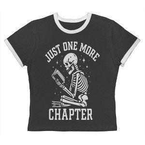 Rerun Island Women Just One More Chapter Skeleton Short Sleeve Graphic Cotton Retro Vintage Ranger Baby Tee - 1 of 4