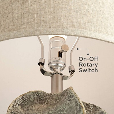 Gray Faux Granite Resin Table Lamp with Beige Linen Shade