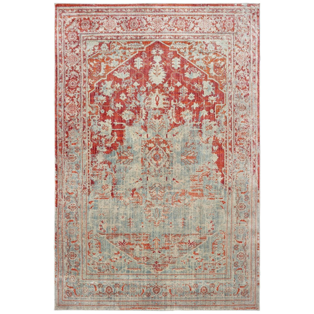 6'7inx9'6in Paxton Faded Medallion Area Rug Gray/Orange - Captiv8e Designs