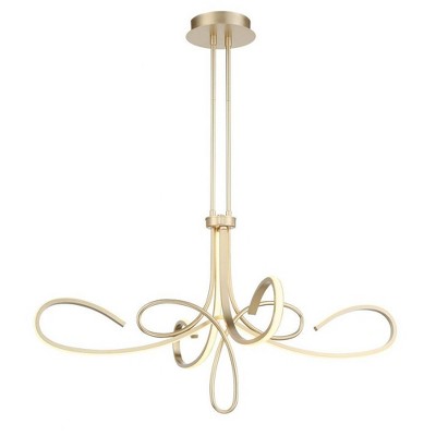 Soft Gold Brass LED Chandelier with Geometric Design
