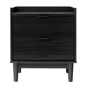 GlasFlength Nightstands Modern Nightstand Bedroom Nightstand Elegant Bedside Table with 2 Drawers for Living Room, Black, 20.25"*15"*22.75" - 1 of 4