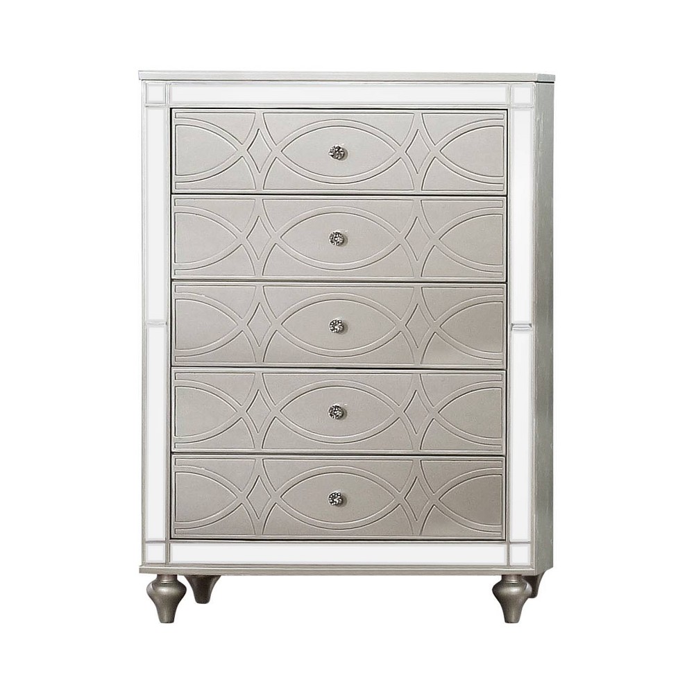 Photos - Dresser / Chests of Drawers La Mesa 5 Drawer Glam Chest Silver - HOMES: Inside + Out
