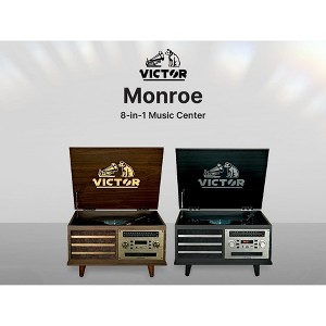 VICTOR VWRP-3700 Monroe Retro 8-in-1 Turntable Record Player and Entertainment Center with Bluetooth and Built in Speakers - Parent - 1 of 4