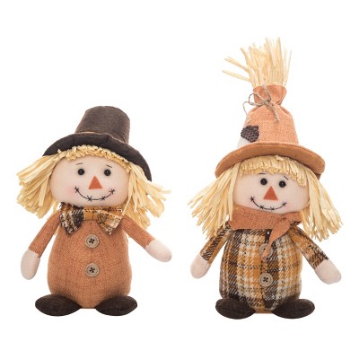 Transpac Fall/Harvest Plush Plaid Harvest Scarecrow Set of 2 Fall/Harvest Home Decorations