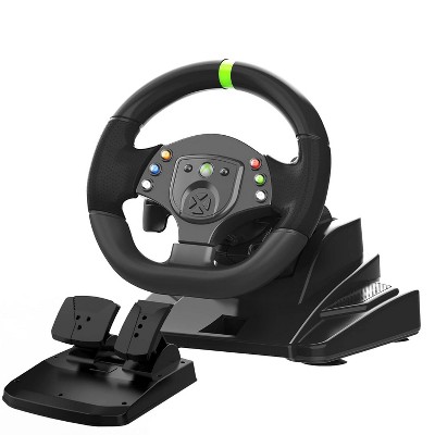 NBCP Xbox 360 Gaming Racing Steering Wheels with Pedals and Paddle Shifters for PC, 180° Volante PC with gas Pedal for Playstation 3