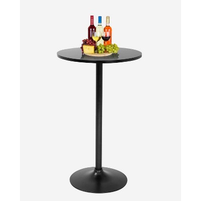 Black Round Wood and Metal Counter Height Bar Table