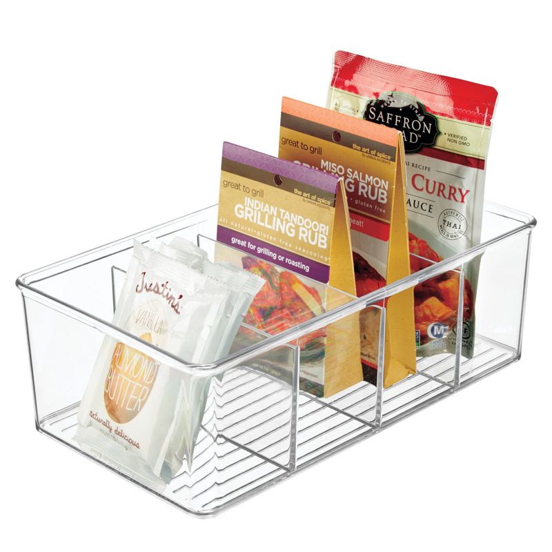mDesign Plastic 4-Section Divided Kitchen or Pantry Organizer Bin, 1 of 9