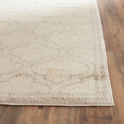 Ivory and Light Grey Rectangular Synthetic Area Rug 2'6" x 4'