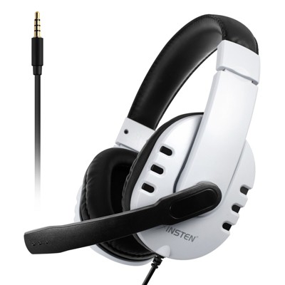 Insten Noise Isolating Gaming Headset with Microphone, 3.5mm Wired Over-Ear Mic Headphones for PS4, PS5, PC, Xbox Controller, White