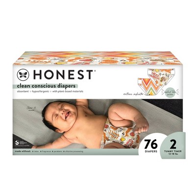 Image of The Honest Company Clean Conscious Disposable Diapers Fall Vibes & Foxy Cozy Cool - Size 2 - 76ct