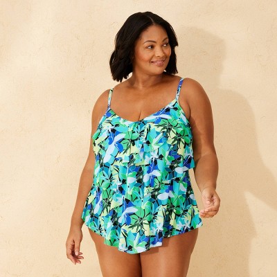 Women's Tiered Ruffle Tankini Top - Shade & Shore™