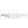 vidaXL White California King Metal Bed Frame with Headboard & Slats, No Mattress, Easy Assembly - 4 of 4