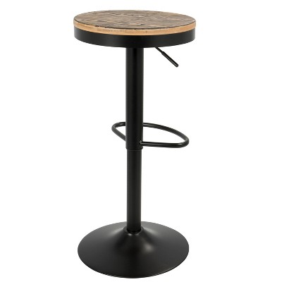 Dakota Industrial Black and Brown 3-Piece Pub Set with Adjustable Stools