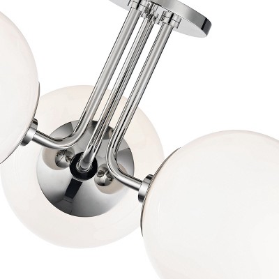 Elegant 3-Light Globe Semi-Flush Mount with White Glass & Polished Nickel Finish