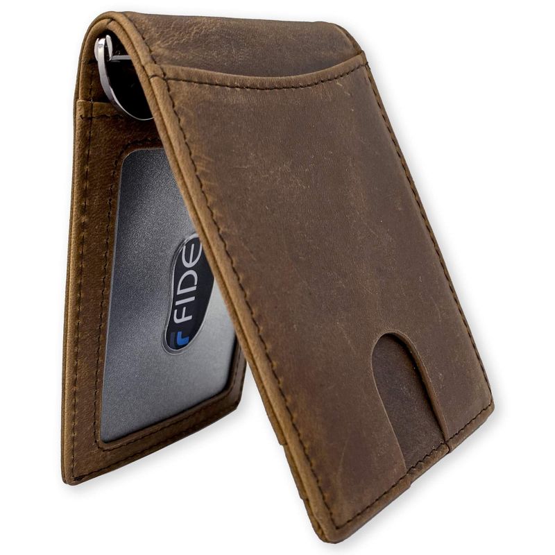 Fidelo Wallet for Men with Card Holder, Pull Tab and RFID Blocking, Crazy Horse Chestnut, 1 of 4