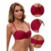INSPIRE CHIC Women's Convertible Bra Half Cup French Underwire Maximizer Push Up Bow Decoration Lingerie - 3 of 4