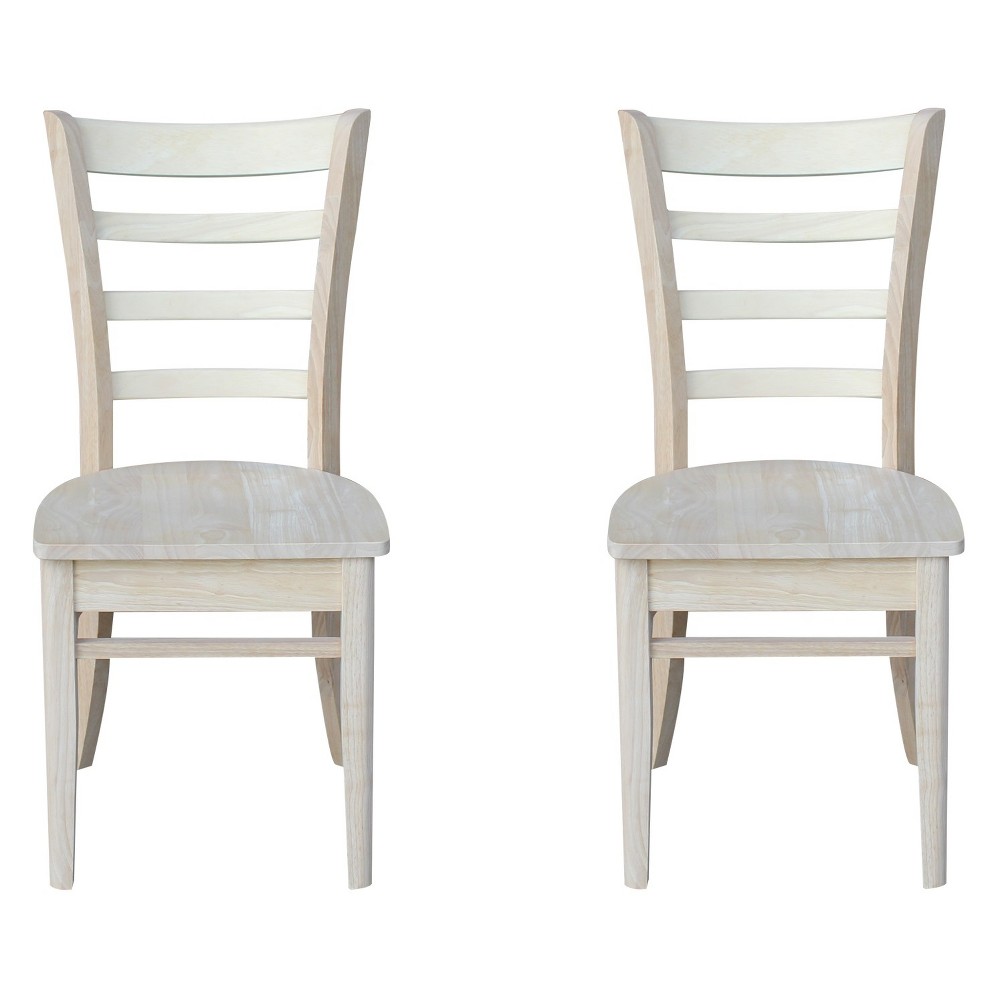 Photos - Chair Set of 2 Emily Side Dining  Unfinished - International Concepts